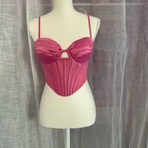 Elegant Pink Satin Corset Top